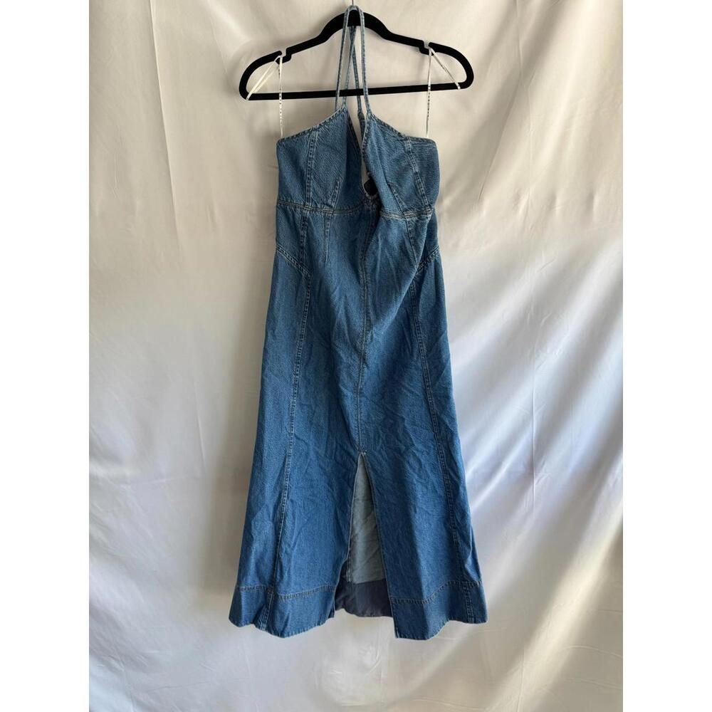 Tanya Taylor Hendrix Dress Blue Size 12 With Minor Fabric Pull - Picture 4 of 7